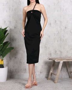 Chic Black Bodycon Midi Dress