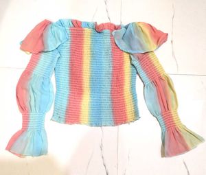 Rainbow Off-Shoulder Top