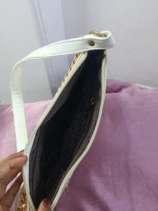 White Croc Embossed Shoulder Bag