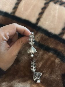 Oxidised Pearl studded earrings