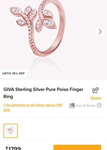 GIVA Silver Rose gold Ring