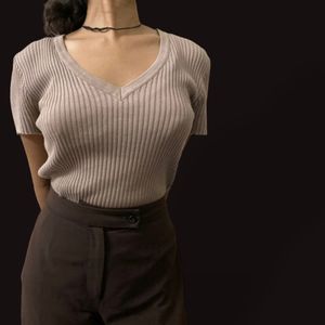 Ribbed Tee- Formal And Casual Wear Top