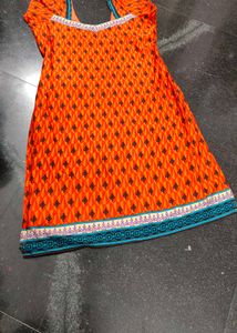 Orange Three Piece Set Straight Kurti