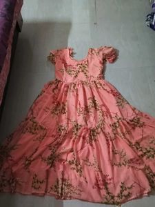 Peach Floral Tiered Dress