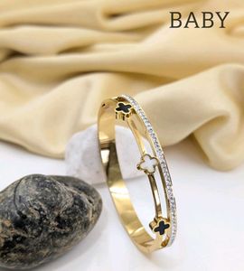 Gold Clover Bangle Bracelet