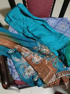 Brown &amp; Teal Embroidered Suit Set