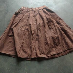 Brown Pleated Skirt