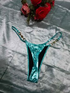 Teal Metallic Thong