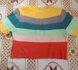 Rainbow Striped Knit Top