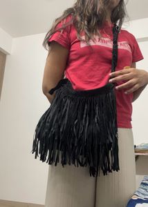 Black Fringed Bag