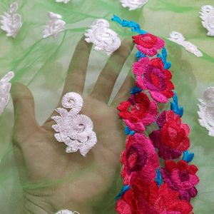 Green Embroidered Material