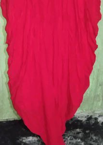 Red &amp; Gold Embroidered Anarkali Dress