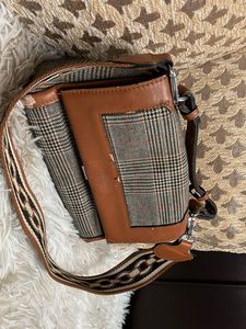 Plaid &amp; Brown Crossbody