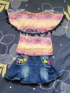 4 To 5 Year Girls top and denim jeans Combo
