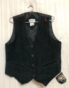 Gato Black Leather Waistcoat