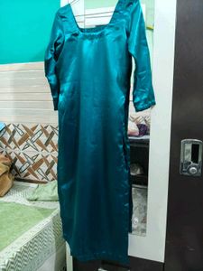 Elegant Turquoise Green Ethnic Satin Suit