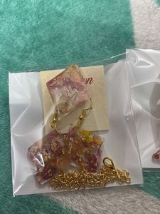 Handmade Floral Resin Earrings  necklace setJewelr