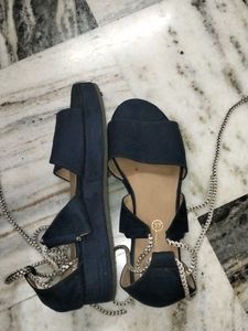 Black Tie-Up Sandals