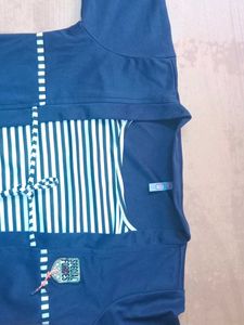 Striped Detail Navy Blue Top