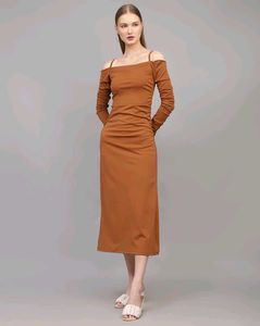 Chic Brown Midi Dress