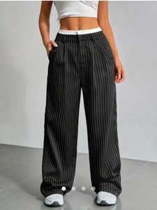 Pinstripe Wide Leg Trousers