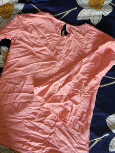 Peach Embroidered Tunic Top