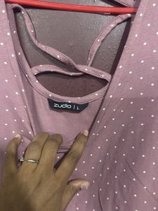 Mauve Polka Dot Fit &amp; Flare Dress
