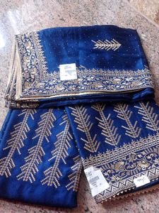 Elegant Blue &amp; Gold Embroidered Salwar Kameez