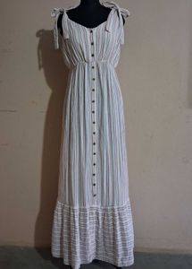 Striped Maxi Dress with Tie Straps