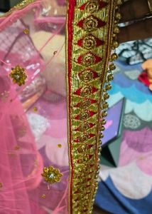 Pink &amp; Gold Embellished Dupatta
