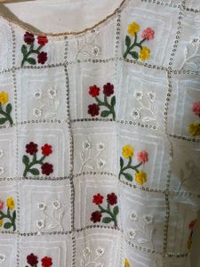 Embroidered White Kurti And Sharara Set