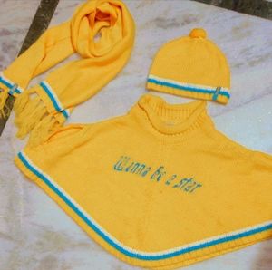 Gold Winter Shrug With Cap Muffler For 7- 8 Year