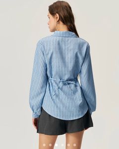 cute y2k Striped Blue Shirt