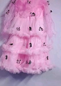 Pink Butterfly Layered Dress