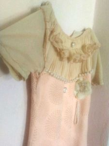 Vintage Peach &amp; Cream Dress