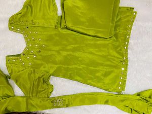 Green Mirror Work Kurta Set