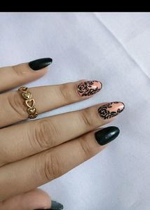 Combo Of 2 Sets Of Nails ( One Hands ) And Maroon Crop Top And Free Nail Glue