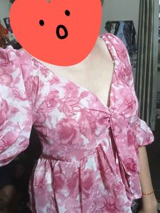 Pink Floral Tie Up Top