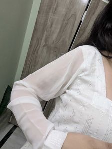 White Lace Kurti And Pants Set