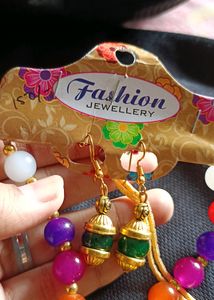 Multi Colour Necklace With Earrings ❤️💙💛