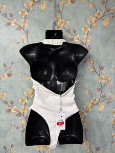 White Sexy Halter Bodysuit