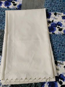 White Embroidered Scalloped Edge Saree