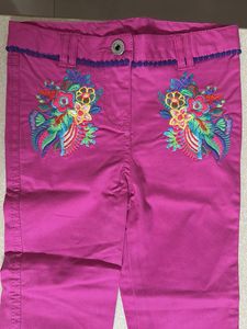 Bright Pink Embroidered Pants