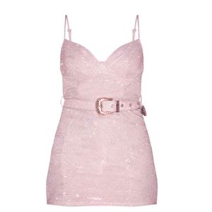 Glittery Prom Night Dress Wth Belt