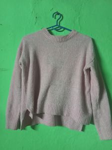 High Low Baby Pink Sweater/ Crop Sweat Top