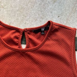 Rust Orange Sleeveless Top