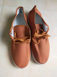 Rust Canvas Lace-Up Sneakers