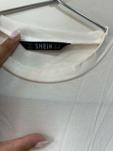 White T-shirt Dress with Red Heart