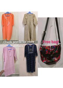 Combo Of 4 Beautiful Kurtis With Freebie!
