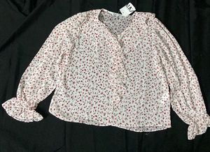Strawberry Printed Ruffle Blouse